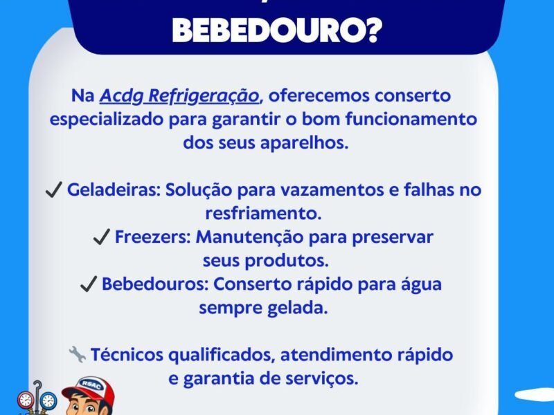 Serviço de reparo de geladeiras, bebedouros e freezers em Salvador, Bahia, com a ACDG Refrigeração.