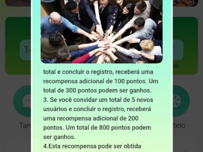 VAMOS GANHAR DINHEIRO INVESTINDO MUITO POUCO E GANHANDO DINHEIRO TODOS OS DIAS DURANTE 1 ANO E TAMBÉM GANHE PONTOS FAZENDO CHECKIN, O SAQUE MÍNIMO E 80 REAIS, FAÇAM SEUS CADASTROS OU CHAMEM NO WHATSAPP PARA MAIS DETALHES : wa.me/5561995593931