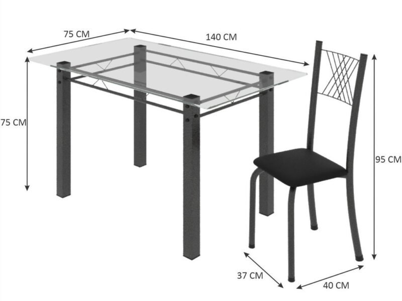 Conjunto de Jantar Mesa 140x75cm