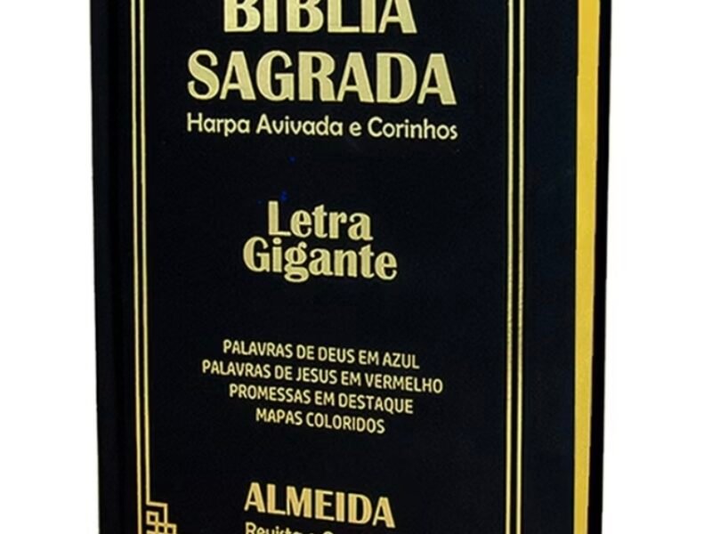 Biblia Sagrada Letra Gigante Luxo Popular - Preta -com Harpa