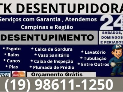 Desentupidora no Jardim Nova Europa em Campinas (19) 98611-1250 Orçamento Grátis