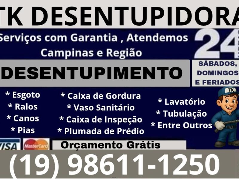 Desentupidora no Jardim Nova Europa em Campinas (19) 98611-1250 Orçamento Grátis