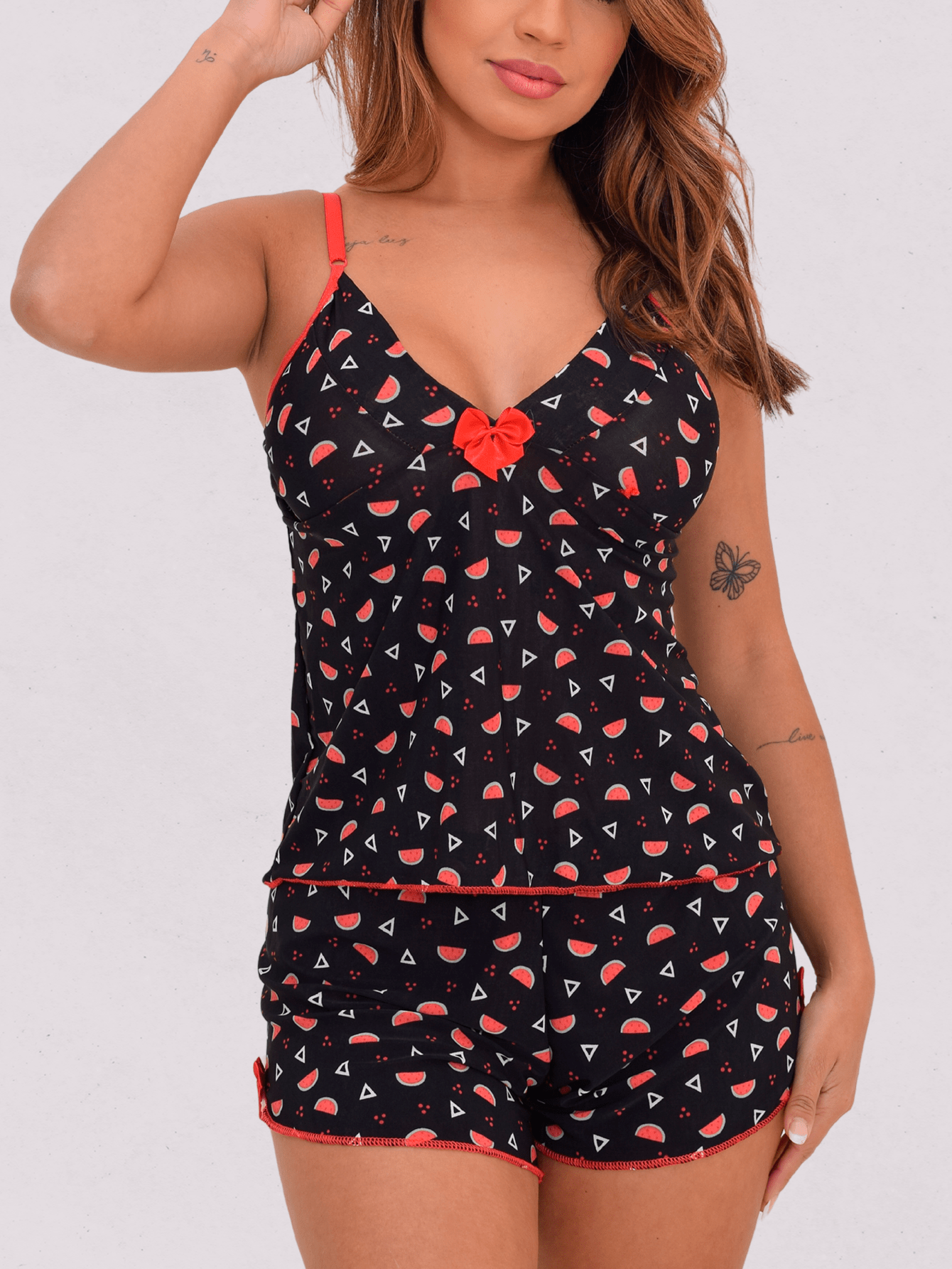 Pijama Feminino Short Doll Liganete Estampado Enviamos Estampas