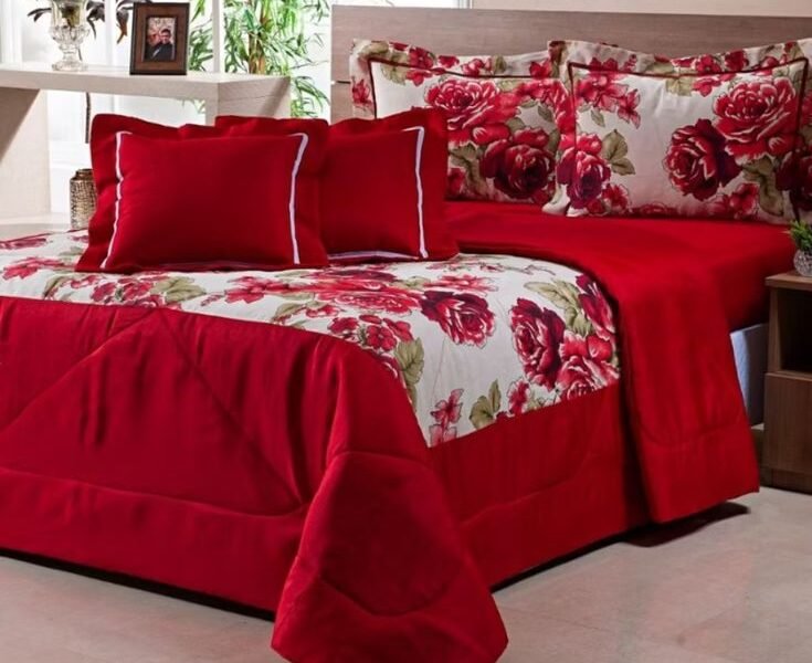 Cobre leito colcha Queen estampada
