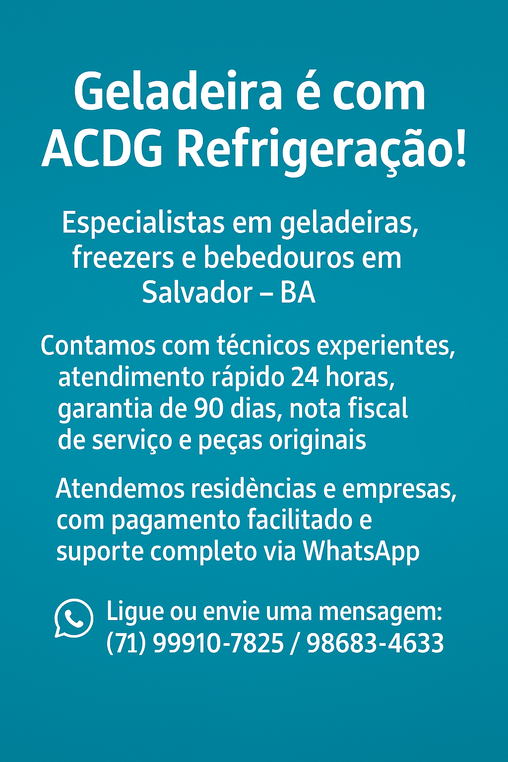 conserto de geladeira, freezer e bebedouro em Salvador-Ba