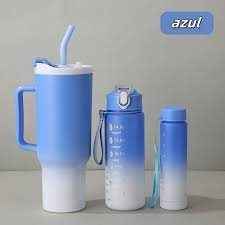 Kit 3 Garrafa Copo Agua Squeeze C/ Adesivos Lembretes beber Agua Tendencia NOVA