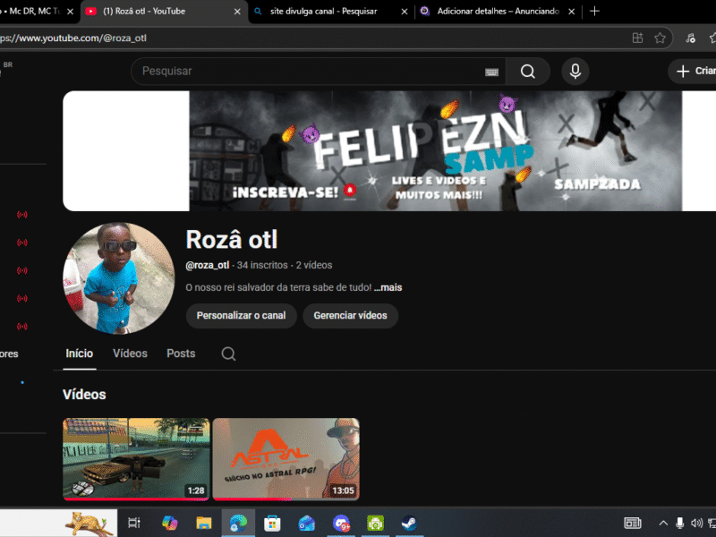 MEU CANAL DE SAMP PARA TODOS PEÇO PRA TODOS IREM, SÒ QM TEM SABE A DIFICULDADE QUE È