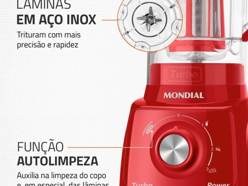 Dê uma olhada em Liquidificador 3 velocidades 550W Turbo Power - L-99-FR - Mondial por R$100,00. Compre na Shopee agora! https://s.shopee.com.br/8fKm89kchp