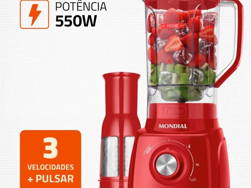 Dê uma olhada em Liquidificador 3 velocidades 550W Turbo Power - L-99-FR - Mondial por R$100,00. Compre na Shopee agora! https://s.shopee.com.br/8fKm89kchp