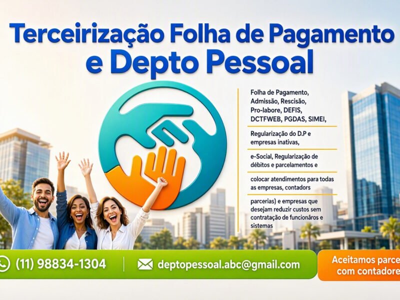 TERCEIRIZAÇÃO FOLHA DE PAGAMENTO E DEPTO PESSOAL