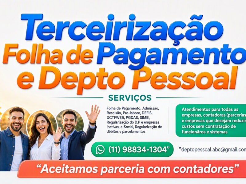 TERCEIRIZAÇÃO FOLHA DE PAGAMENTO E DEPTO PESSOAL