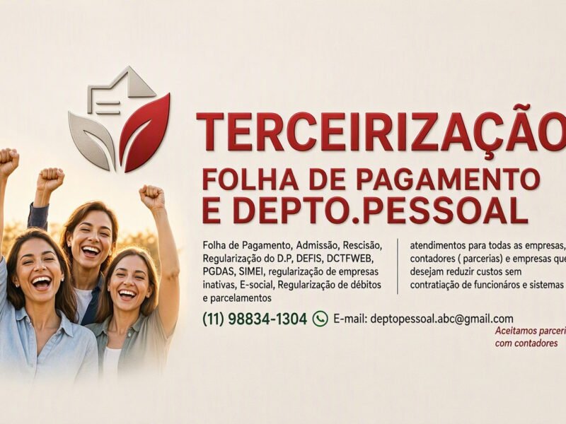 TERCEIRIZAÇÃO FOLHA DE PAGAMENTO E DEPTO PESSOAL