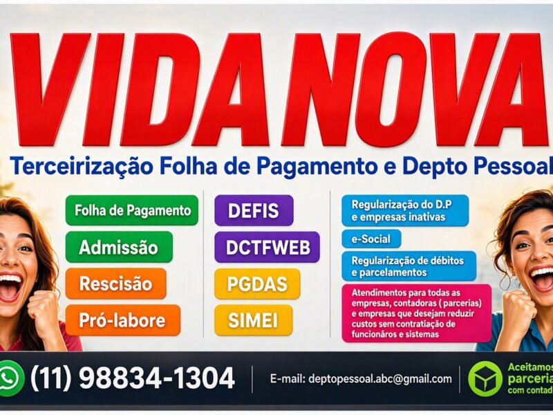 TERCEIRIZAÇÃO FOLHA DE PAGAMENTO E DEPTO PESSOAL